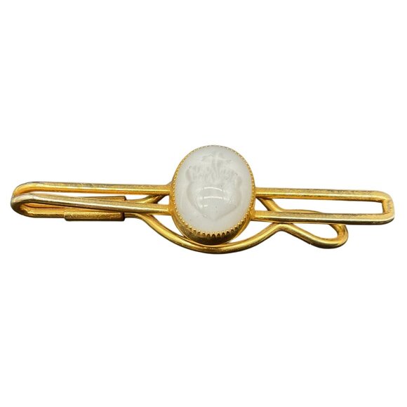 Sacred Heart Iridescent Opalescent Money Clip Tie Clip Gold Tone 2.75" L - Picture 1 of 4